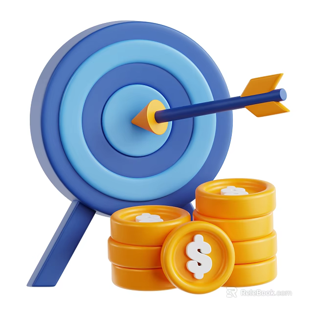 Sculpture Carving of Target and Arrow with Concentric Circles Bullseye Stacked Coins and Dollar Sign 3d model 