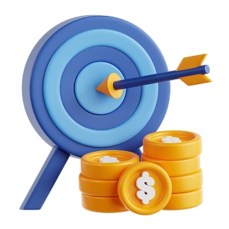 Gold coin archery shooting cartoon archery 3d model