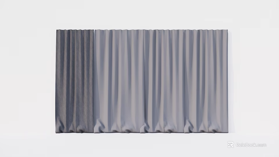Modern Minimalist Gray Curtains With Soft Fabric And Elegant Drape Design 3d model 