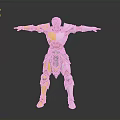 Muscular Armored Character With Yellow Green Armor And Outstretched Arms