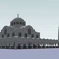 Ancient Historic Architecture With Dome Tower Arcaded Porch And Windows