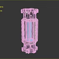 Futuristic Transparent Casing Device With Blue Vertical Strip And Purple Lines