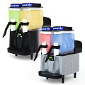 Dual Tank Slushie Kitchen Appliances With Colorful Drinks Transparent Jars And Black Silver Finish