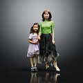 Modern Double Female Character Mother and Daughter 3d model