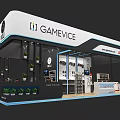 GAMEVICE Exhibition Booth With Modern Design Product Display And Plant Decorations