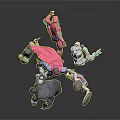 Blue Red Green And Silver Superhero Action Figures With Capes Armor Shields And Weapons