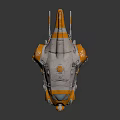 Futuristic Sci Fi Spaceship with Orange Gray Mechanical Design and Cockpit