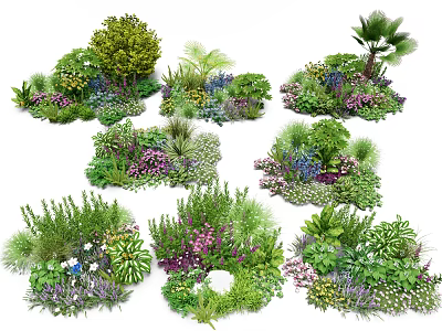 Colorful Various Flowers And Plants For Garden Design Landscaping Combinations Different Types 3d model