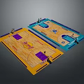Two Basketball Courts Featuring Lakers Logo Blue And Yellow Purple Surface Design