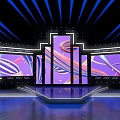 Modern Stage Setup With Colorful Screens And Lighting 3d model