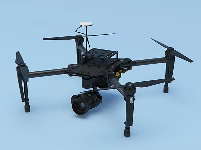 Intelligent Machine Drone With Four Propellers And Camera For Aerial Photography 3d model