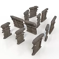 Multiple Vintage Wooden Components With Carved Details And Decorative Panels