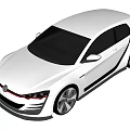 White Modern Hatchback Car With Sleek Lines Black Alloy Wheels And Red Front Accents