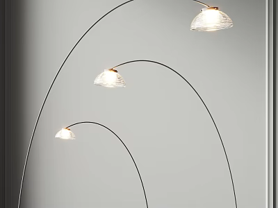 Stylish Arc Floor Lamp with Three Glass Shades and Metal Stand for Modern Living Room Decor 3d model
