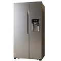 Modern Silver Double Door Refrigerator With Water Dispenser And Control Panel 3d model