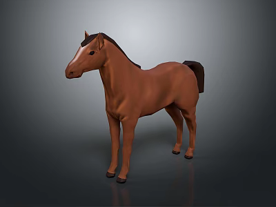 Realistic Brown Horse 3D Model Standing With Gray Background And Detailed Design 3d model