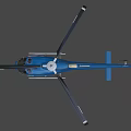 Blue Helicopter With Rotors Fuselage Landing Gear And Exterior Design