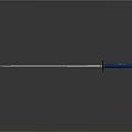 Traditional Samurai Sword With Blue Handle And Silver Blade On Dark Surface