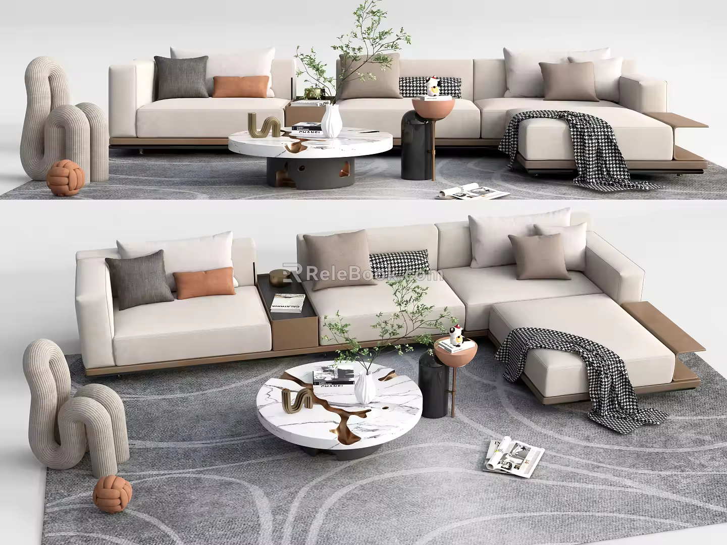 Modern Sofa Coffee Table Combination Multiplayer Sofa Corner Sofa 3d model