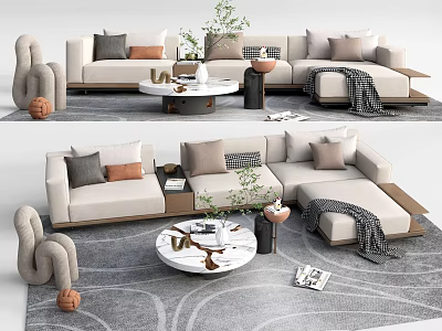 Modern Sofa Coffee Table Combination Multiplayer Sofa Corner Sofa 3d model
