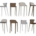 Modern Bar Stools With Sleek Design Multiple Neutral Tones And Tall Legs 3d model