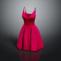 Pink Spaghetti Strap Satin A Line Dress With Flared Skirt Design