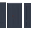 Three Blue Swing Doors With Different Panel And Handle Designs For Interior 3d model