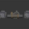 Mechanical Equipment Parts Including Metal Connectors And Cylindrical Components On White