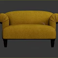 Comfortable Yellow Fabric Single Sofa With Stylish Armrests And Black Legs