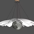Elegant Modern Chandelier With Spherical Light Source And White Wavy Decorations 3d model