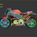 Vibrant Orange And Blue Sport Motorcycle With Glossy Body Blue Wheels And Black Seat