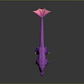 Vibrant Purple Dinosaur 3D Model With Pink Dorsal Fins And Yellow Underbelly