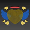 Red Heart Shaped Inflatable With White Wings Halo And Small Pink Hearts