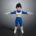 Anime Character Vegeta in Blue Outfit With White Gloves Black Spiky Hair Golden Accents
