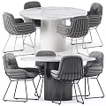 Elegant Modern Table And Chair Set With Marble Tabletop And Striped Backrest 3d model