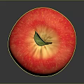 Fresh Red Apple With Green Leaf On Dark Background And Shiny Surface 3d model