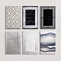 Modern Square Rugs With Various Geometric And Abstract Black White Patterns 3d model
