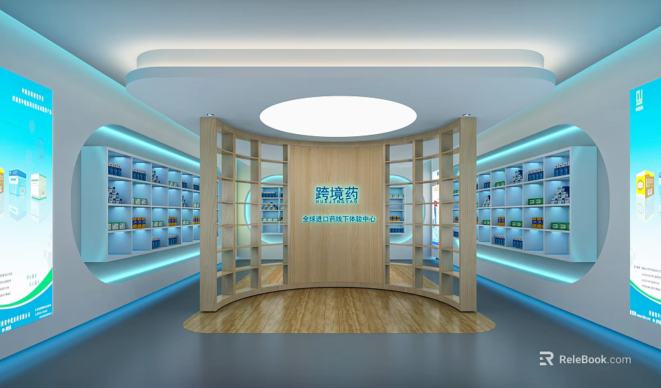 Korean Imported Cosmetics Store with Bright Interior and Well Arranged Product Shelves 3d model 