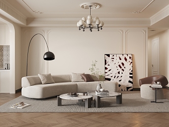 Qui retro living room sofa combination 3d model