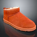 Warm Orange Suede Short Snow Boots With Fleece Lining And Rubber Sole