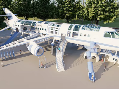 Children's Amusement Aviation Aircraft Combination Slide 3d model