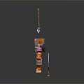 Man In Orange And Purple Armor With Headgear Weapon Structure Character Design