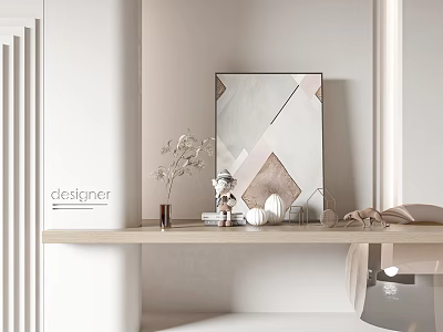 Minimalist Interior Decorative Ornament Combination With Framed Artwork And Vase 3d model
