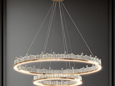 Elegant Modern Double Layer Circular Crystal Chandelier With Illuminated Lighting Design 3d model