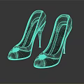 Elegant Black High Heel Shoes With Leather Stiletto Heels Shiny Surface And White Decorations