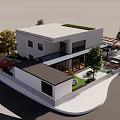 Modern Detached Villa with Green Lawn Parking Space and Rooftop Greenery