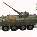Brazilian Wheeled Tank with Camouflage Paint Cannon and National Flag