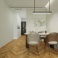 Modern Living and Dining Room Interior With White Sofa Round Coffee Table And TV Wall