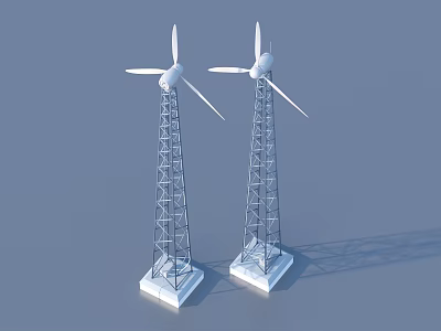 Industrial Wind Turbines with Metal Towers and White Blades for Energy Generation 3d model