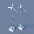 Industrial Wind Turbines with Metal Towers and White Blades for Energy Generation